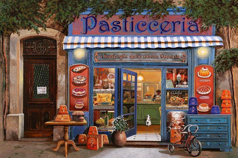 La Pasticceria  White Modern Wood Framed Art Print with Double Matting by Borelli, Guido