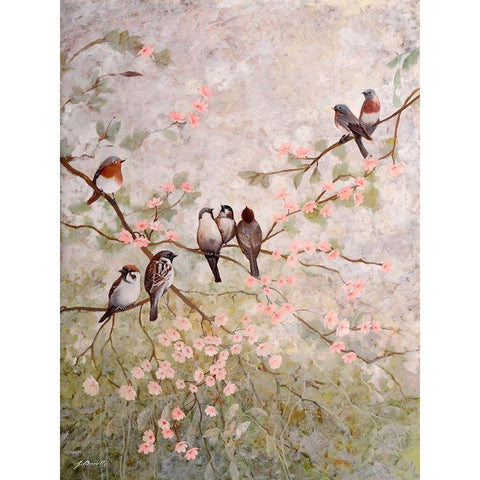 Decorazione con 8 uccelli Black Modern Wood Framed Art Print by Borelli, Guido