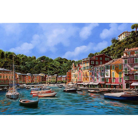 A Portofino Black Modern Wood Framed Art Print with Double Matting by Borelli, Guido