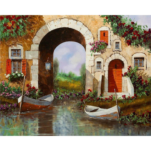 Le Barche Sotto l arco White Modern Wood Framed Art Print by Borelli, Guido