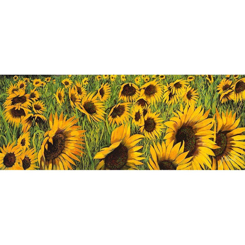 Girasoli Gialli I Black Modern Wood Framed Art Print with Double Matting by Borelli, Guido