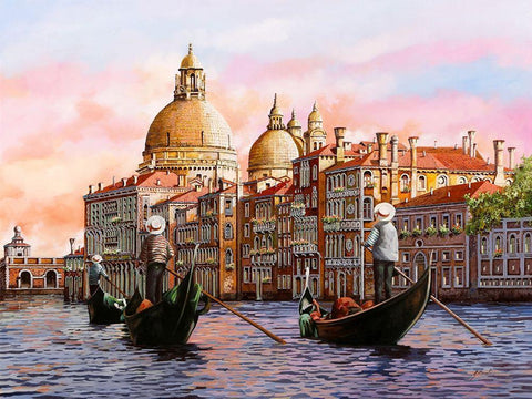 Altro Pomeriggio a Venezia Black Ornate Wood Framed Art Print with Double Matting by Borelli, Guido