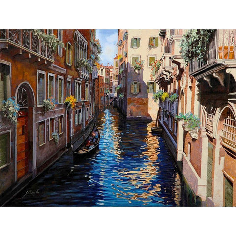 Venezia Blu Black Modern Wood Framed Art Print with Double Matting by Borelli, Guido