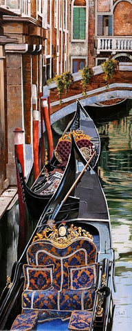 Gondola Colorata White Modern Wood Framed Art Print with Double Matting by Borelli, Guido