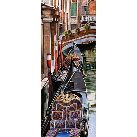 Gondola Colorata Gold Ornate Wood Framed Art Print with Double Matting by Borelli, Guido