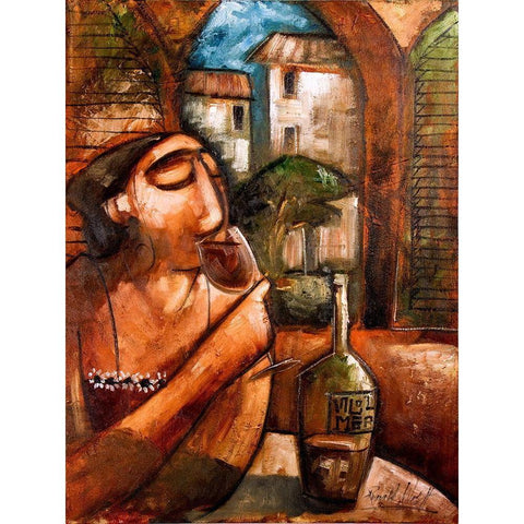 Wine Tasting I Black Modern Wood Framed Art Print by West, Ronald