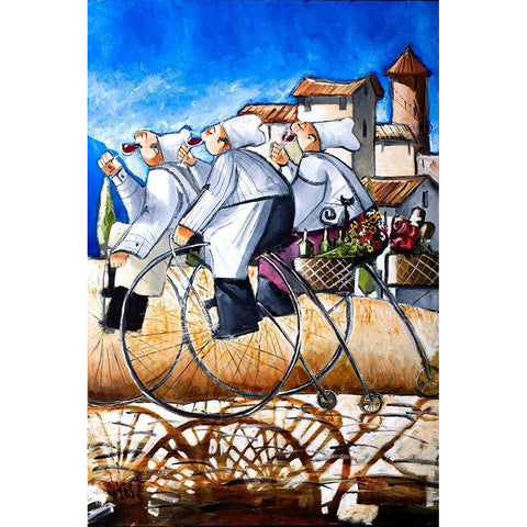 3 Chefs White Modern Wood Framed Art Print by West, Ronald