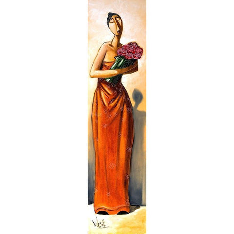 Tall Lady III Black Modern Wood Framed Art Print with Double Matting by West, Ronald