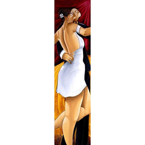 Tango II Black Modern Wood Framed Art Print with Double Matting by West, Ronald