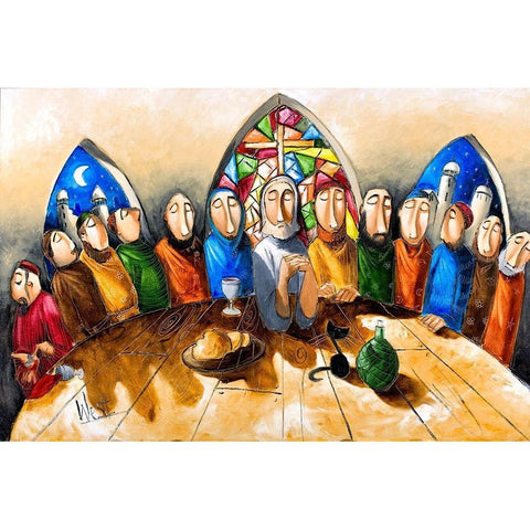 Last Supper White Modern Wood Framed Art Print by West, Ronald