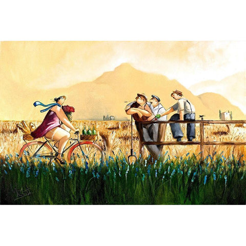 Farm Scene White Modern Wood Framed Art Print by West, Ronald