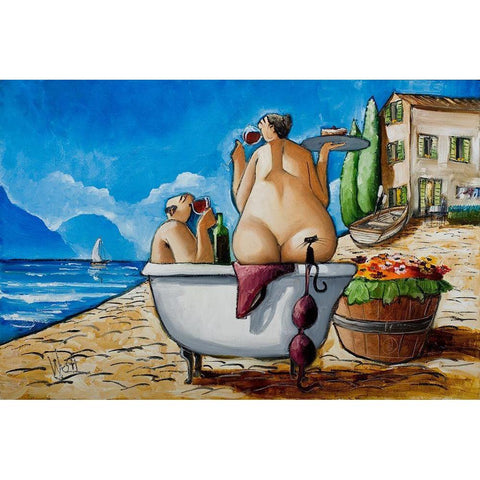 Tuscan Bath I White Modern Wood Framed Art Print by West, Ronald