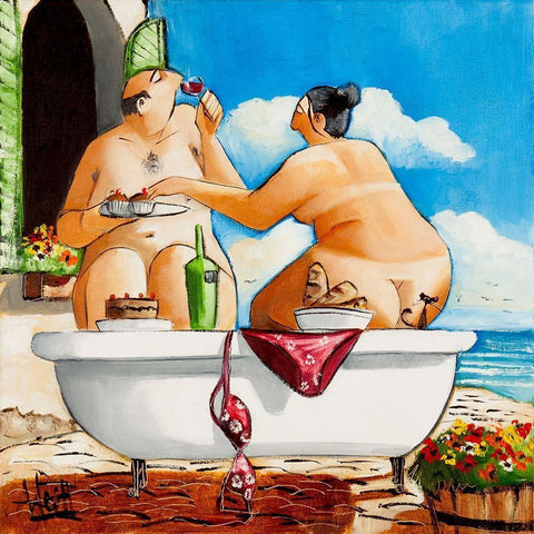 Tuscan Bath III Black Modern Wood Framed Art Print by West, Ronald