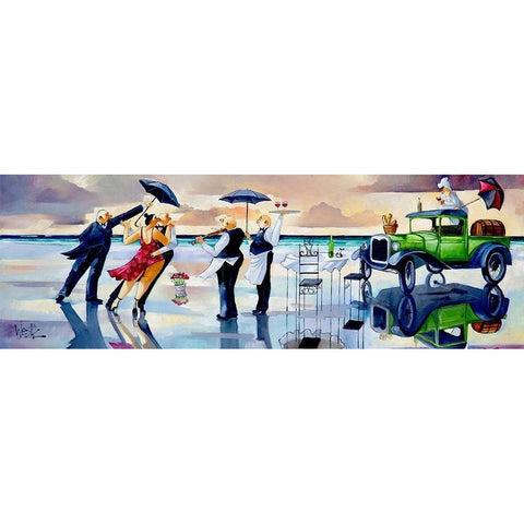 Tango After the Rain Black Modern Wood Framed Art Print with Double Matting by West, Ronald