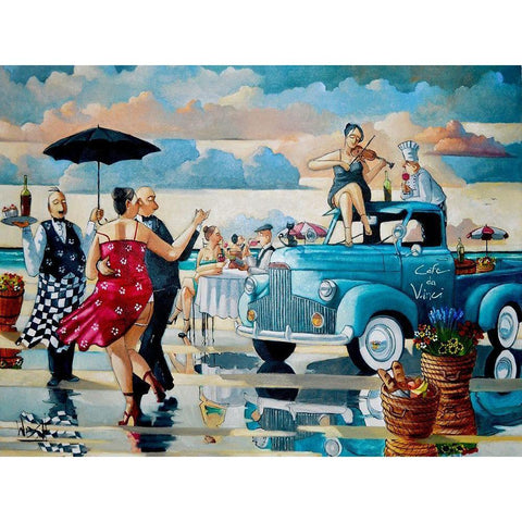 Beach Lambada I White Modern Wood Framed Art Print by West, Ronald