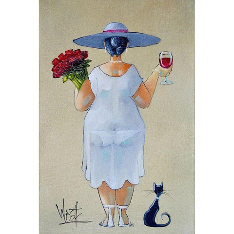 Lady with Roses I Black Modern Wood Framed Art Print by West, Ronald