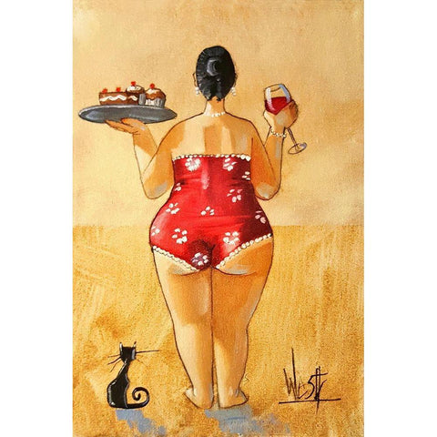 Cupcakes and Wine II Black Modern Wood Framed Art Print by West, Ronald