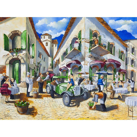 Corner Cafe at Cafe da Vinci II Gold Ornate Wood Framed Art Print with Double Matting by West, Ronald