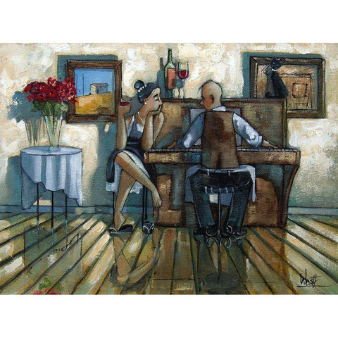 Last Song II Black Modern Wood Framed Art Print with Double Matting by West, Ronald