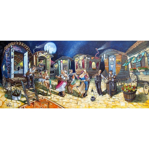 Gypsies Black Modern Wood Framed Art Print with Double Matting by West, Ronald