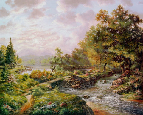 Summer Retreat White Modern Wood Framed Art Print with Double Matting by Strubel, Klaus