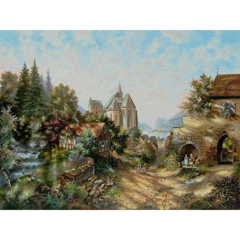 Andernach at the Rhine White Modern Wood Framed Art Print by Strubel, Klaus