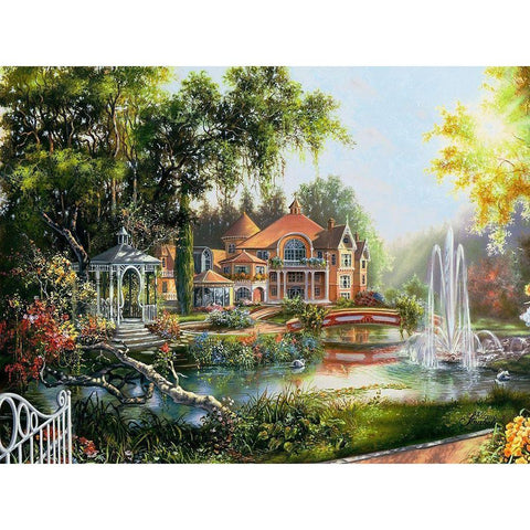 Lakeside Hideaway White Modern Wood Framed Art Print by Strubel, Klaus