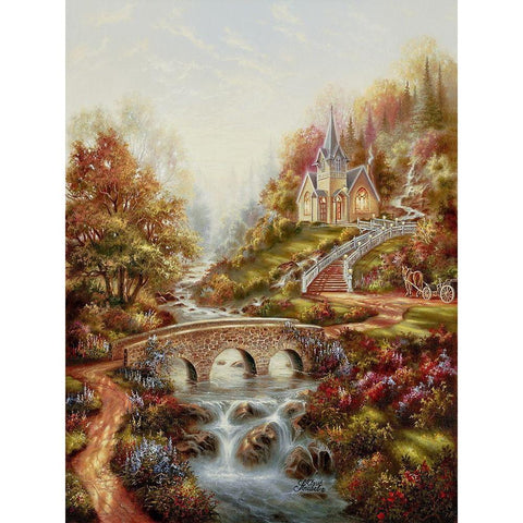 Mountain Chapel Black Modern Wood Framed Art Print by Strubel, Klaus