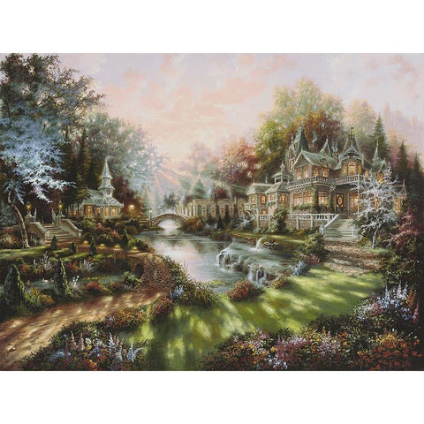 Morning Glory Gold Ornate Wood Framed Art Print with Double Matting by Strubel, Klaus