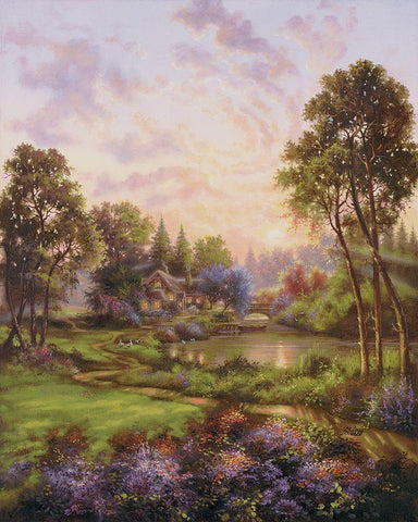 Country Reverie Black Ornate Wood Framed Art Print with Double Matting by Strubel, Klaus