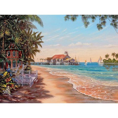 Suncoast Black Modern Wood Framed Art Print with Double Matting by Strubel, Klaus