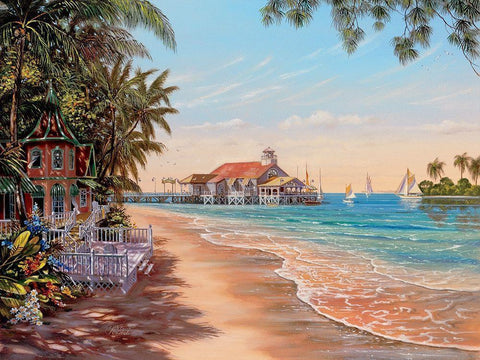 Suncoast White Modern Wood Framed Art Print with Double Matting by Strubel, Klaus