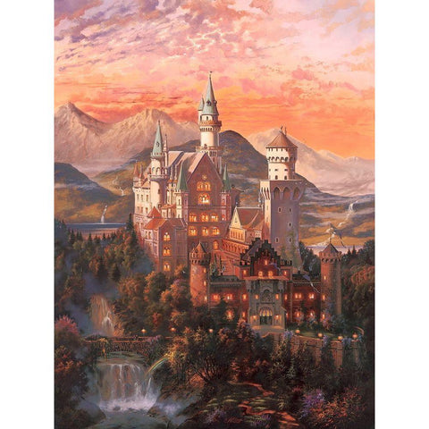 Enchanted Castle Black Modern Wood Framed Art Print by Strubel, Klaus