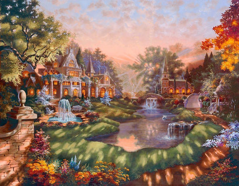 Morning Splendor Black Ornate Wood Framed Art Print with Double Matting by Strubel, Klaus