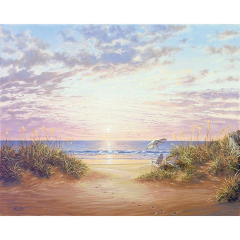 Paradise Dawn White Modern Wood Framed Art Print by Strubel, Klaus