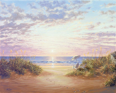 Paradise Dawn Black Ornate Wood Framed Art Print with Double Matting by Strubel, Klaus