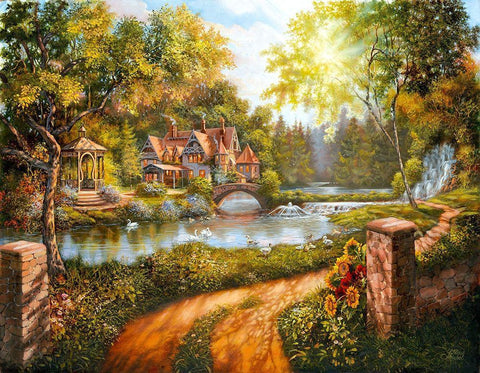 Summer Gold Black Ornate Wood Framed Art Print with Double Matting by Strubel, Klaus