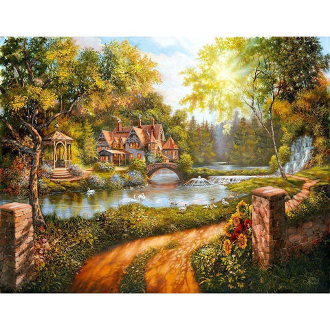 Summer Gold Black Modern Wood Framed Art Print with Double Matting by Strubel, Klaus