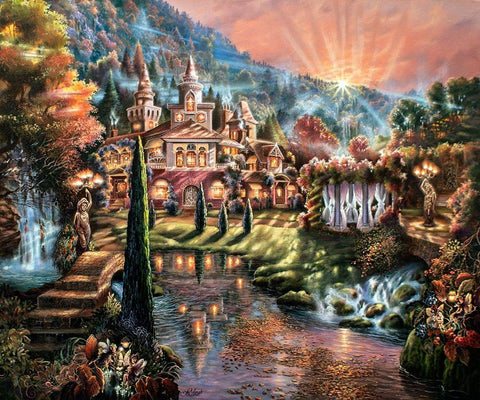 Autumn Glow White Modern Wood Framed Art Print with Double Matting by Strubel, Klaus