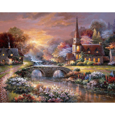 Peaceful Reflections Gold Ornate Wood Framed Art Print with Double Matting by Lee, James