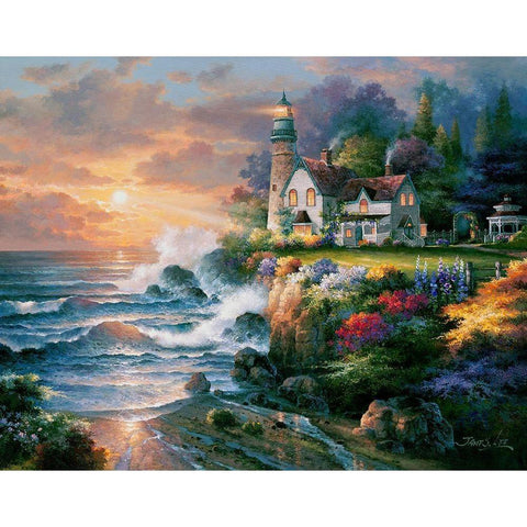 Twilight Beacon Gold Ornate Wood Framed Art Print with Double Matting by Lee, James