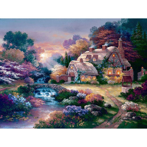 Garden Wishing Well Black Modern Wood Framed Art Print by Lee, James