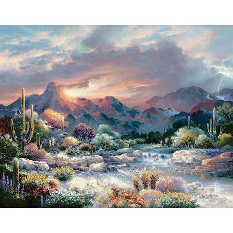 Sonoran Sunrise Gold Ornate Wood Framed Art Print with Double Matting by Lee, James