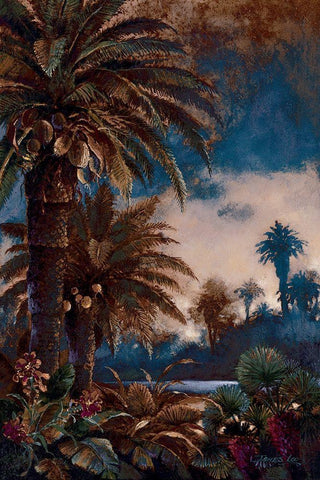 Tropical Palms I Black Ornate Wood Framed Art Print with Double Matting by Lee, James