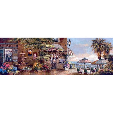 Cafe Walk II Gold Ornate Wood Framed Art Print with Double Matting by Lee, James