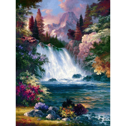 Sunrise Falls II White Modern Wood Framed Art Print by Lee, James