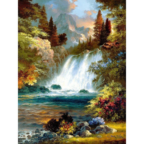 Sunrise Falls II Gold Ornate Wood Framed Art Print with Double Matting by Lee, James