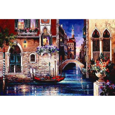 Streets of Venice I White Modern Wood Framed Art Print by Lee, James