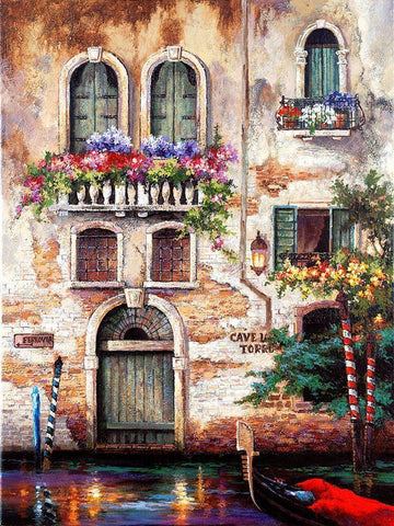 Door to Italy Black Ornate Wood Framed Art Print with Double Matting by Lee, James