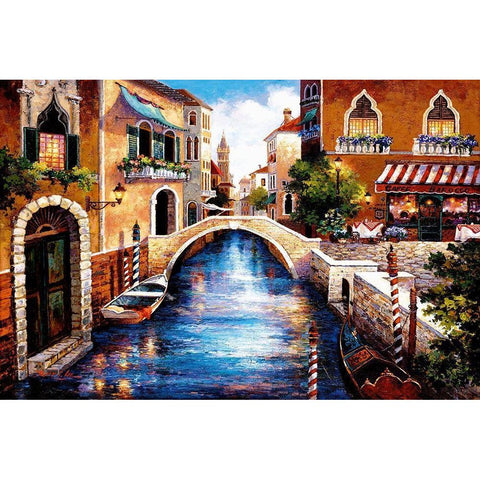 Streets of Venice III Gold Ornate Wood Framed Art Print with Double Matting by Lee, James